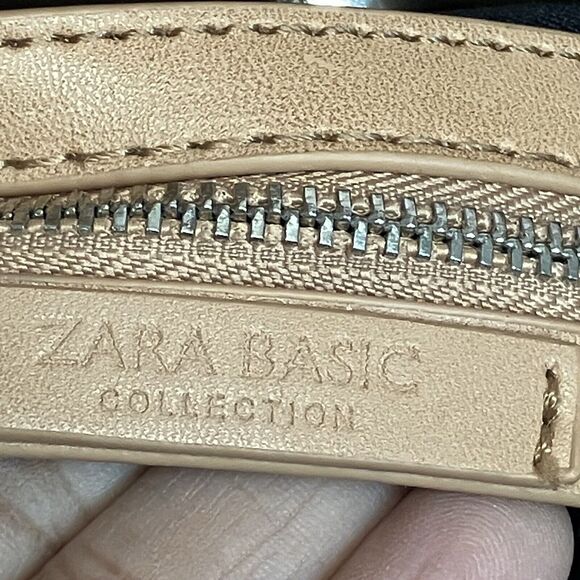 Zara Vegan Leather‎ Tan Handbag Tassel Charm Neutral Boho Bucket Bag - Picture 9 of 14